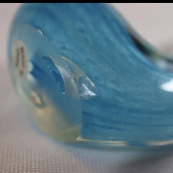 Vintage Murano Style Swan Art Glass Figurine Clear w/Blue Swirled Accent - Picture 8 of 12